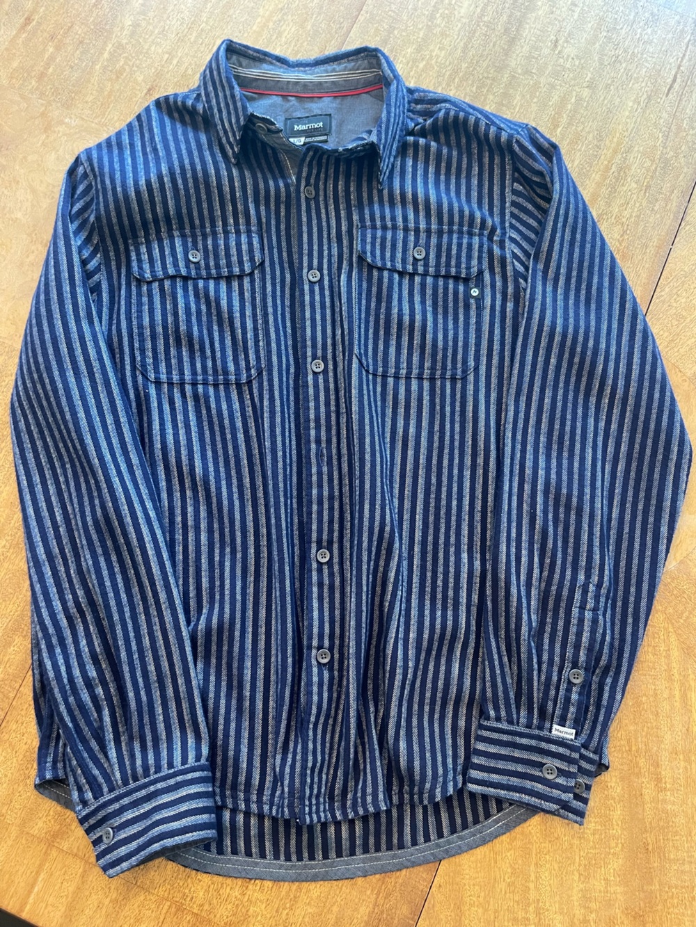Marmot Men's Blue Striped Button-Up Shirt